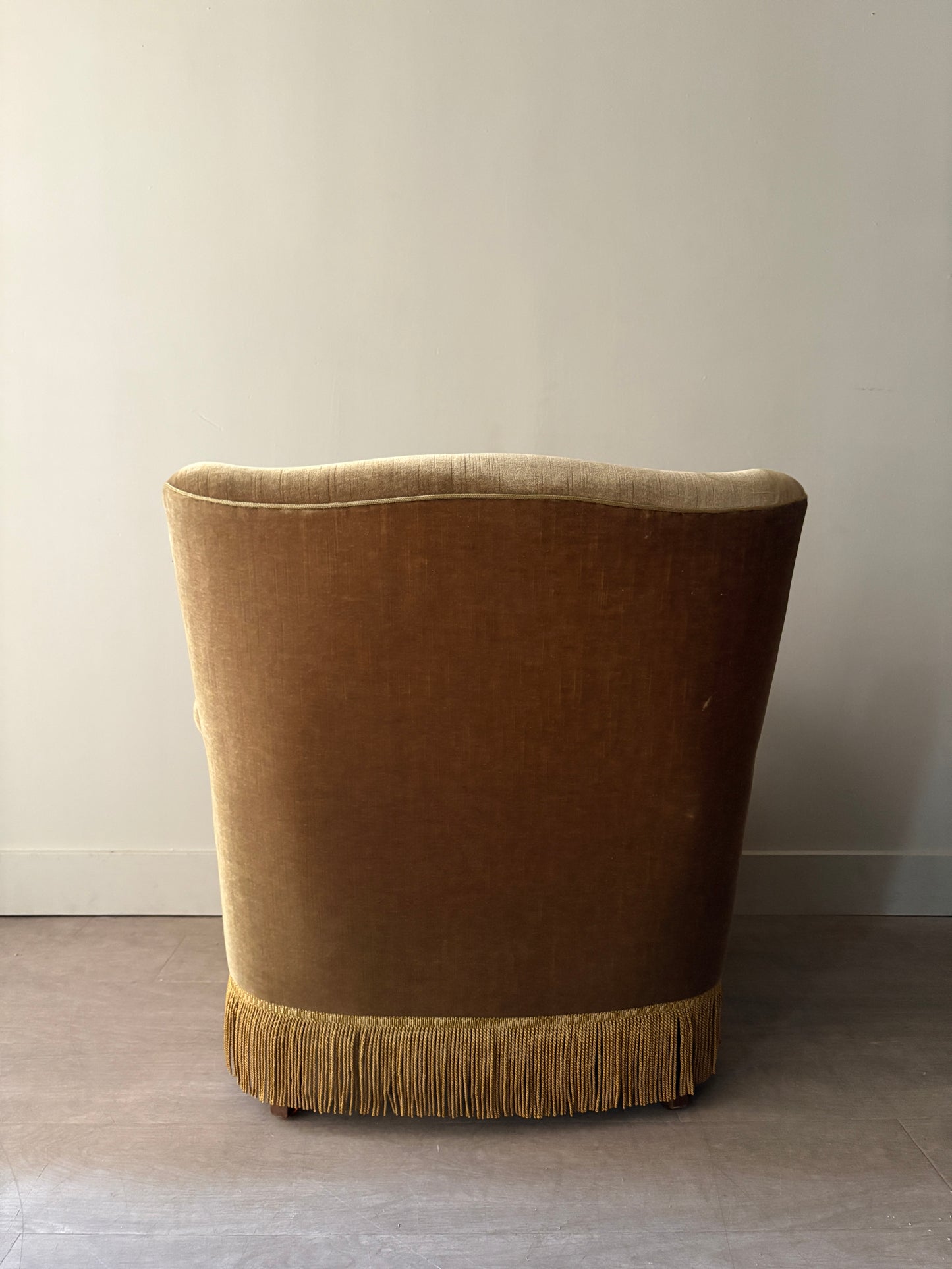 Danish olive mohair lounge chair