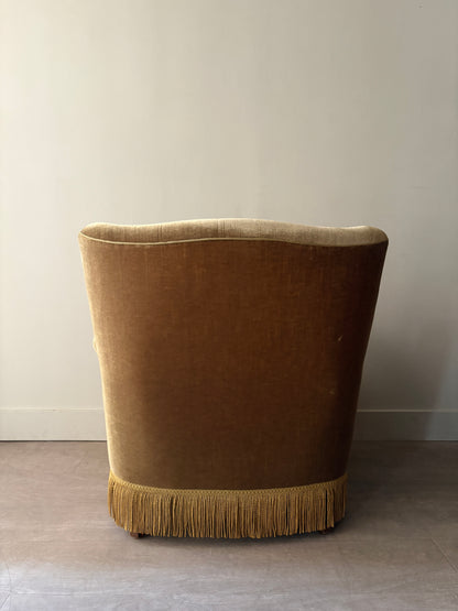 Danish olive mohair lounge chair
