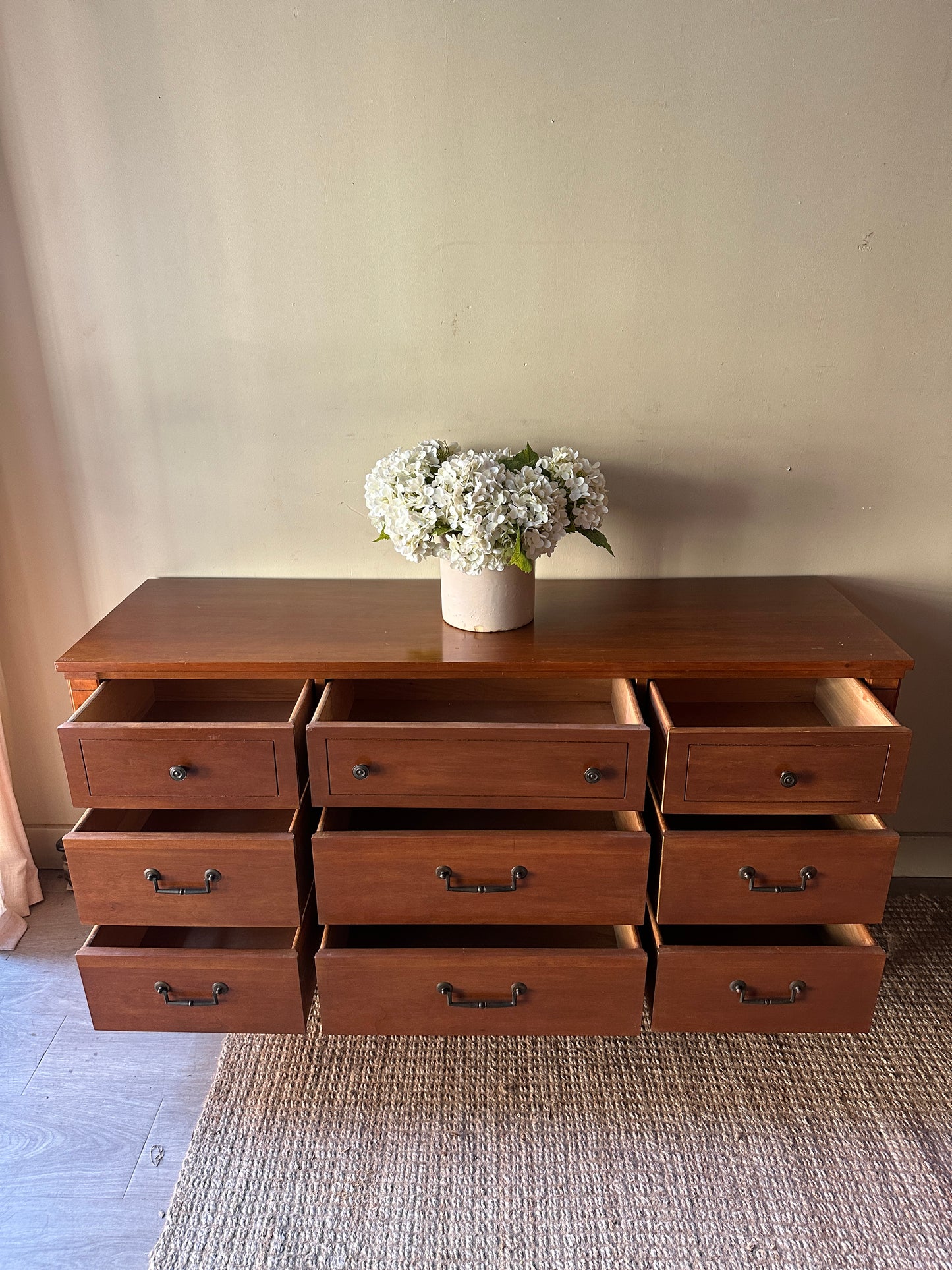 Walnut credenza with 9 drawer