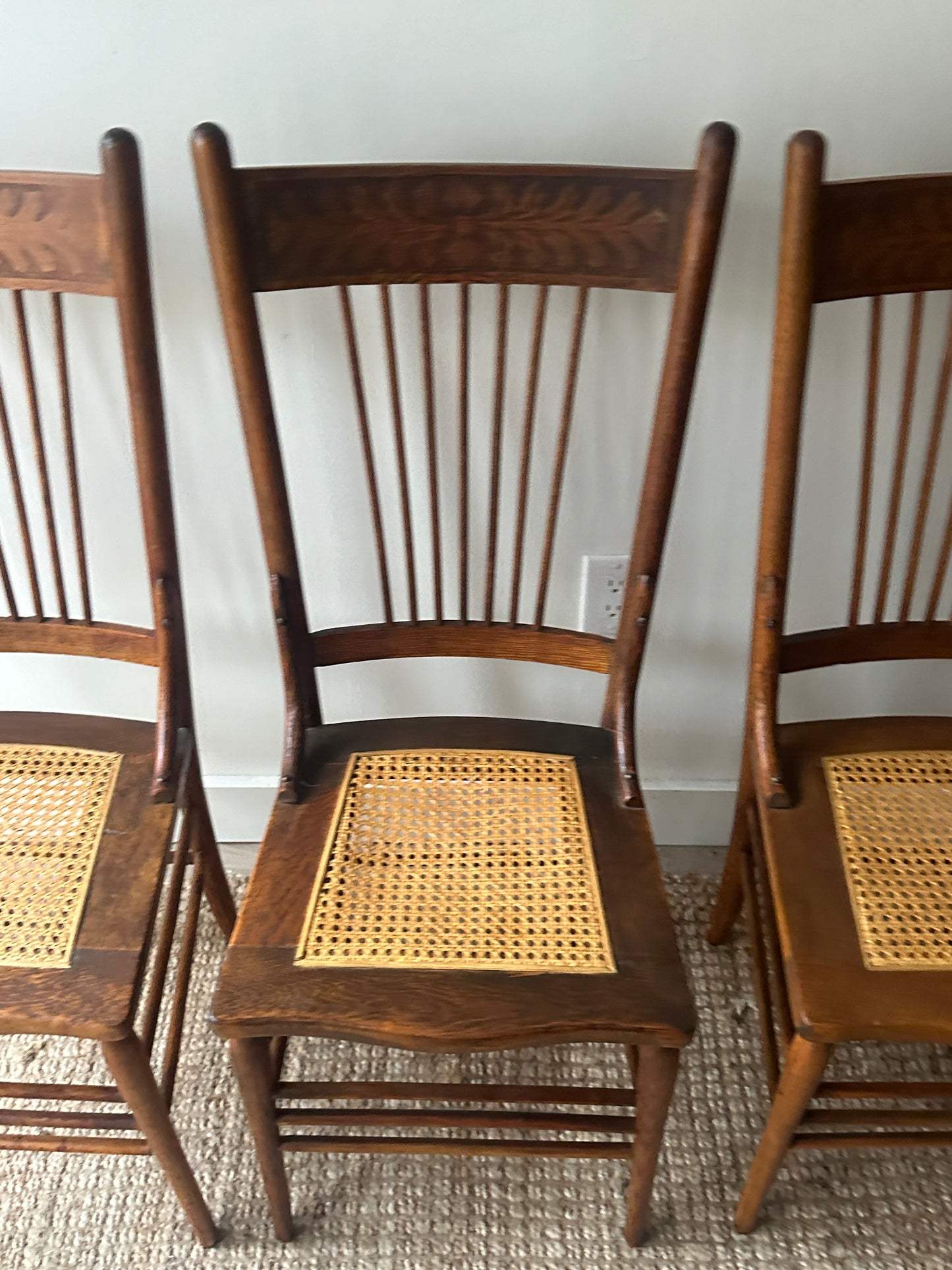 Victorian cane seat chairs. Sold individually.