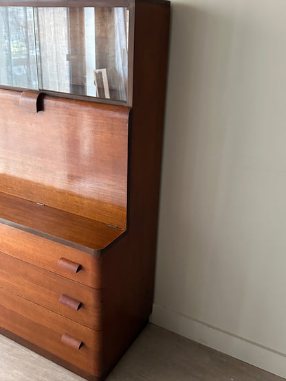 Walnut deco secretary hutch