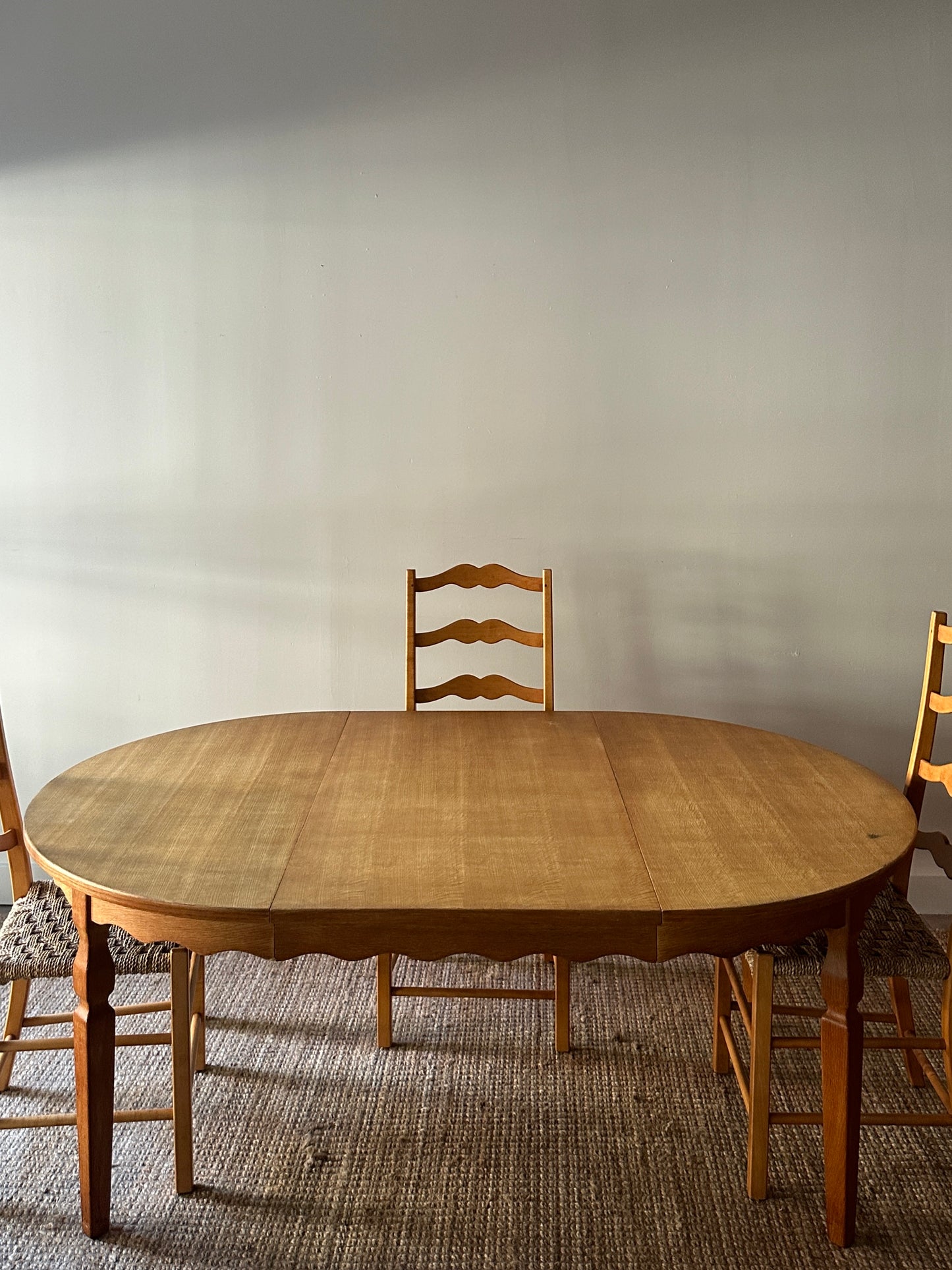 White oak dining table with leaf