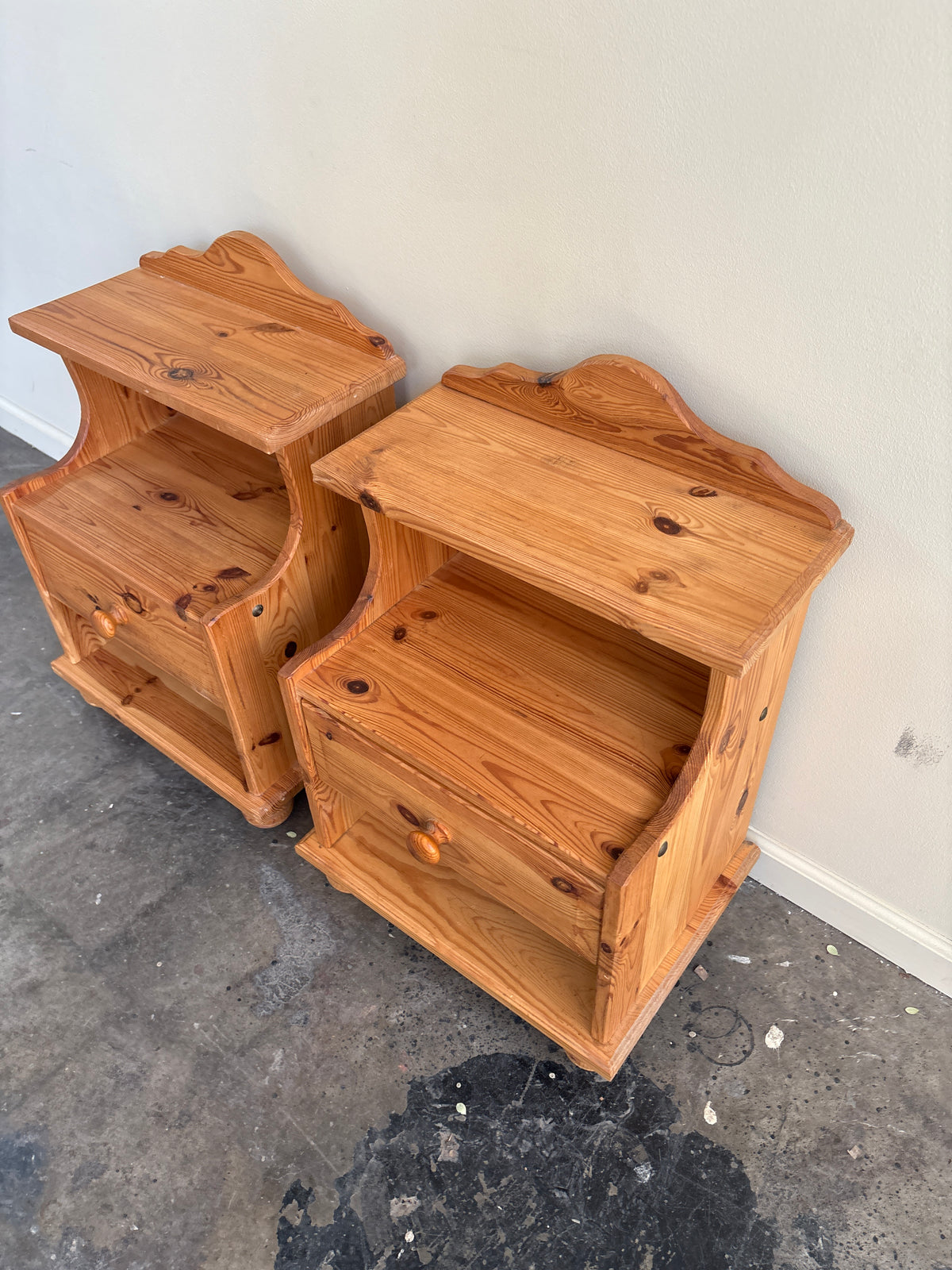 Pine nightstands. Sold as a pair.