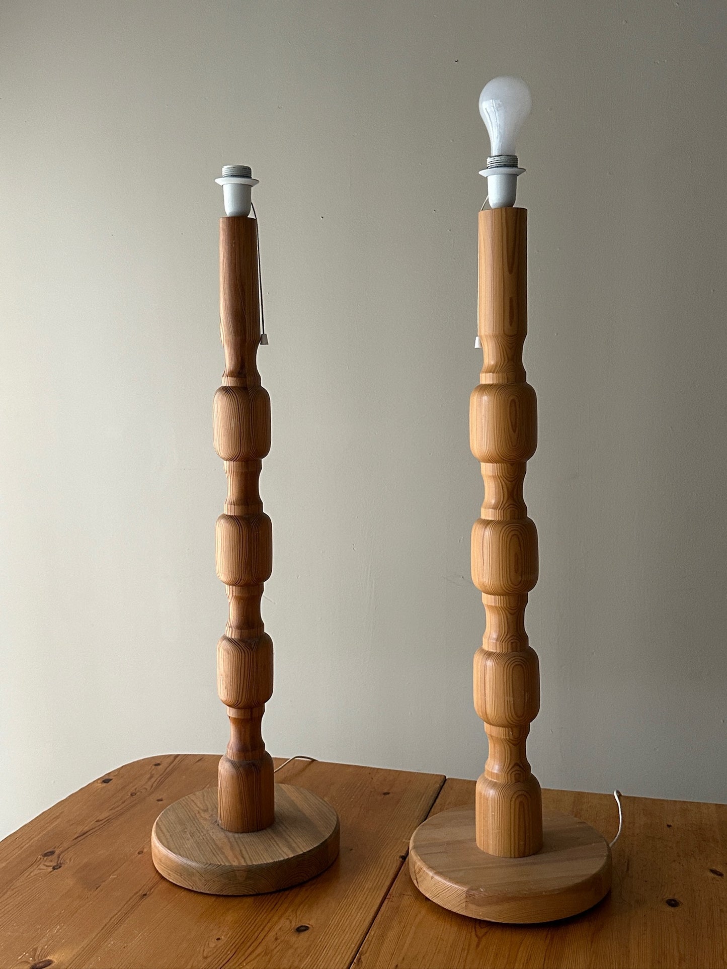 Swedish pine floor lamps. Sold individually.