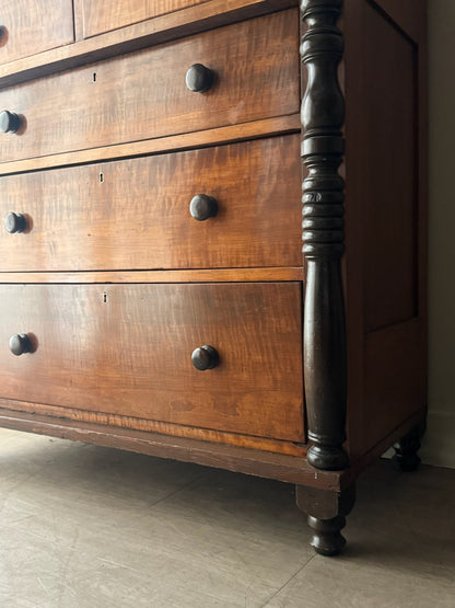Pennsylvania Sheraton tiger maple dresser