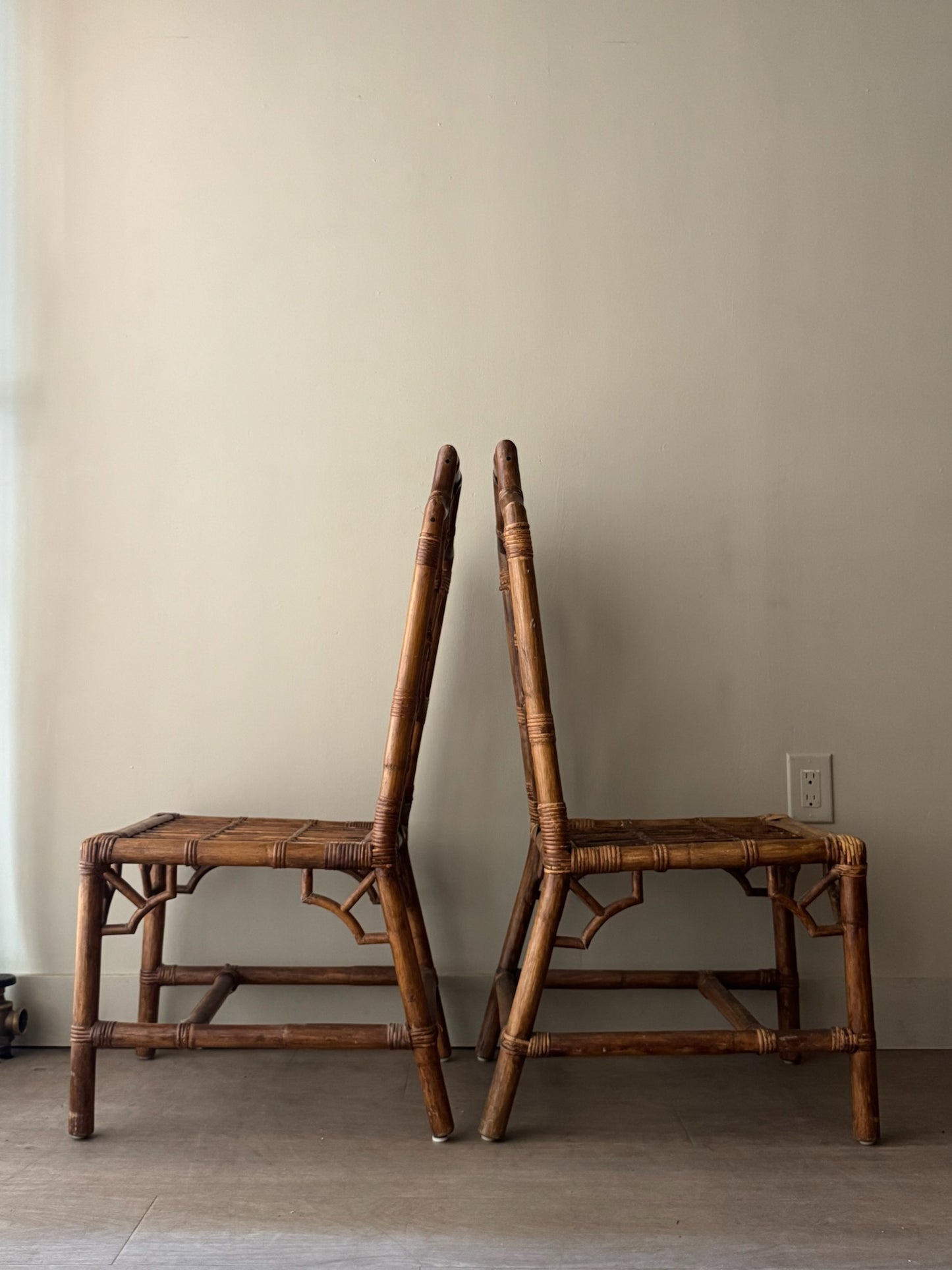 Bamboo dining chairs. Sold as a pair.