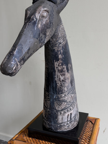 Cast ceramic oryx sculpture by Austin Brod