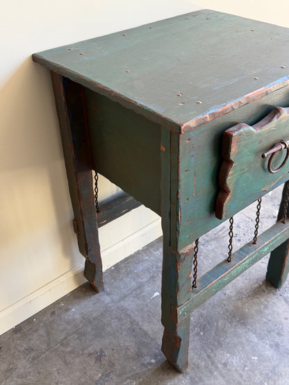 Green painted pine side table