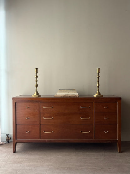 Walnut and brass dresser