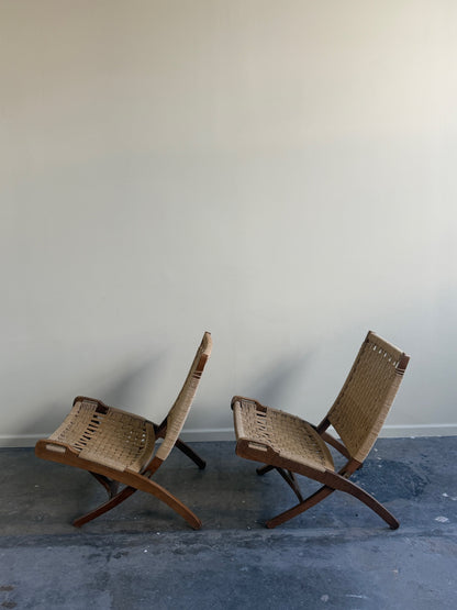 Twisted rope folding lounge chairs. Sold individually.