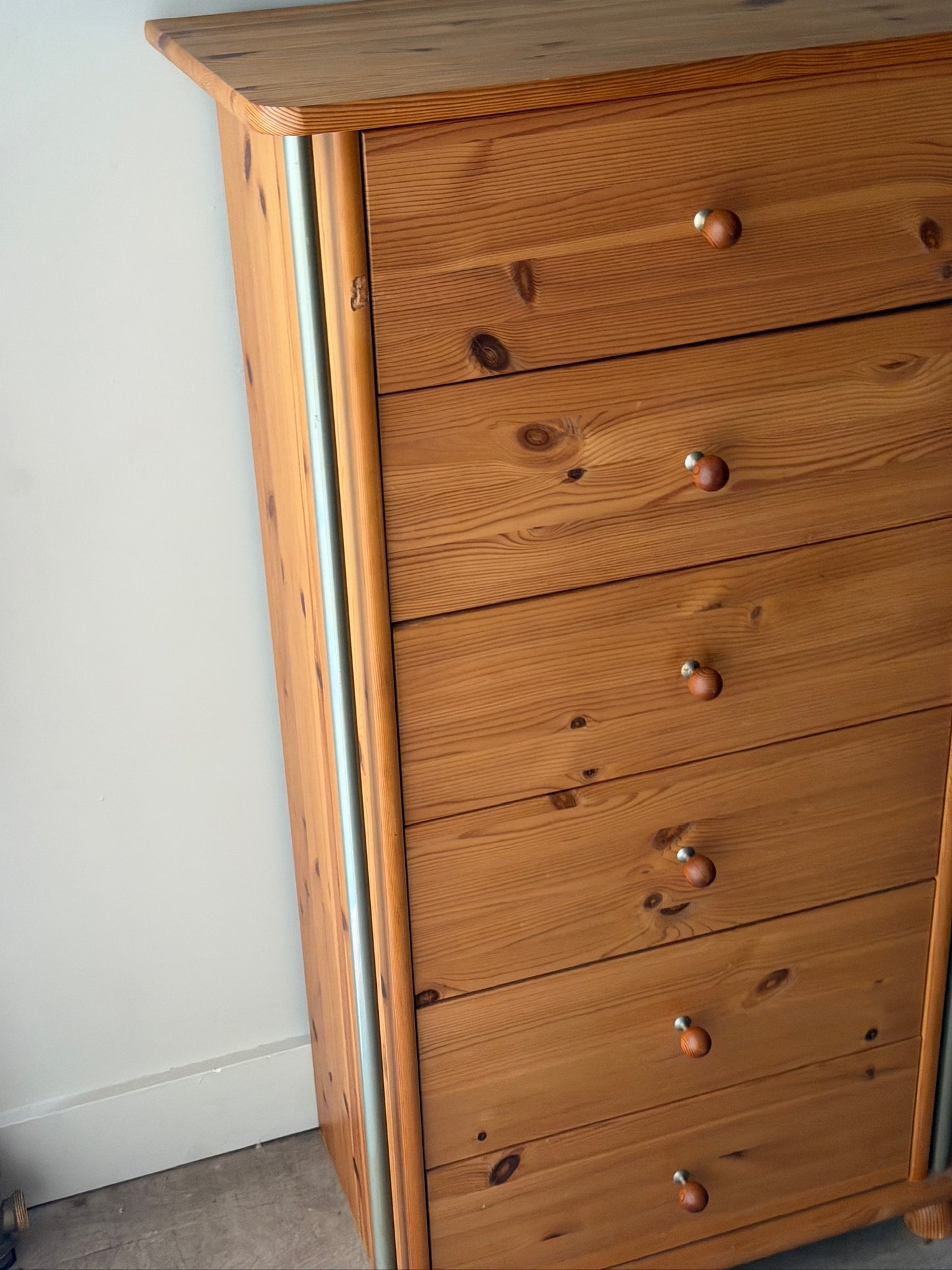 Scandinavian pine tallboy dresser