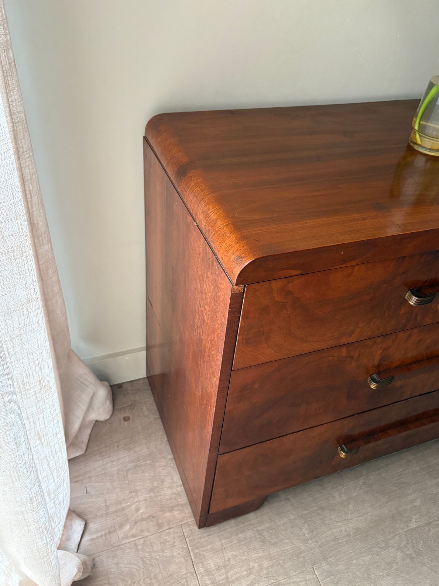 Deco walnut 3 drawer dresser