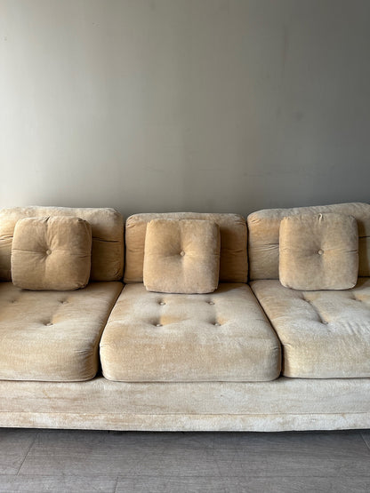 Velvet pale yellow couch