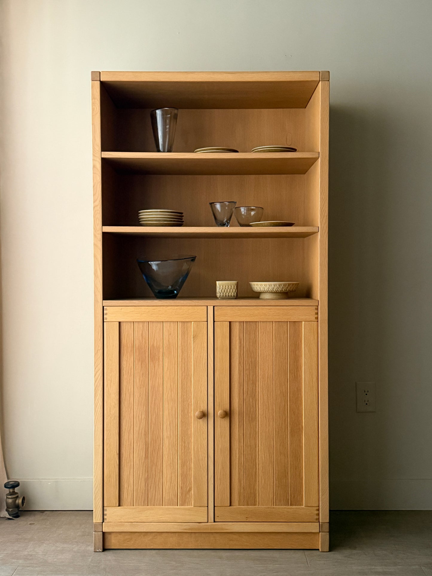 Danish oak bookcase cabinet