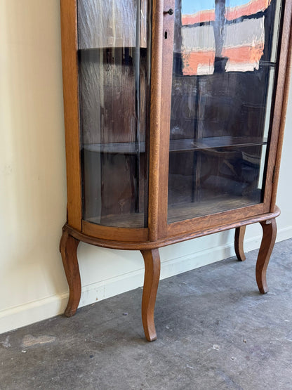 Golden oak display cabinet