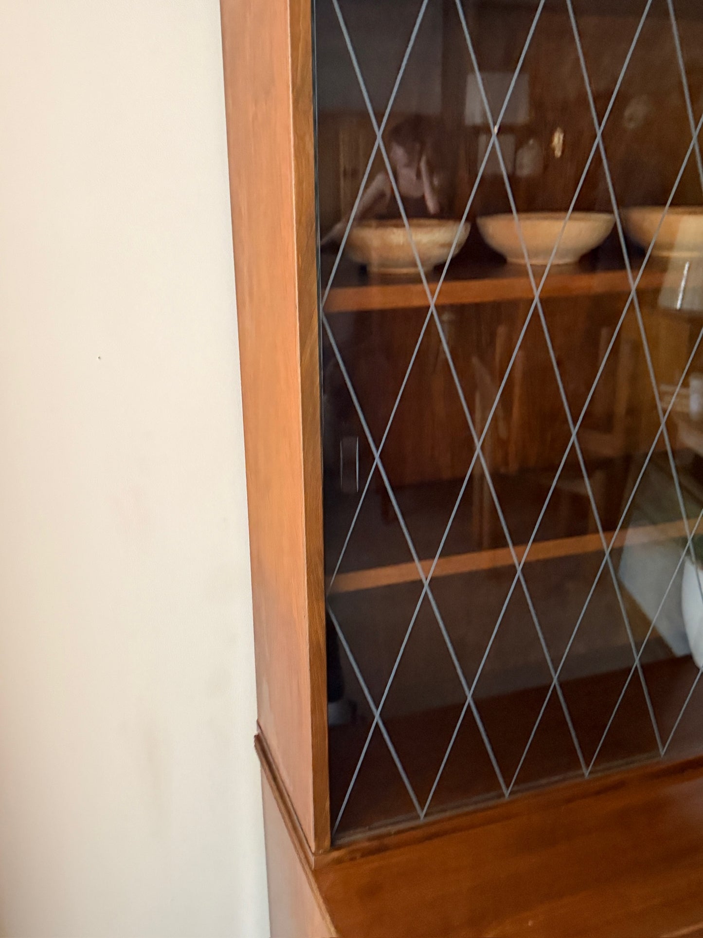 Scandinavian walnut two piece hutch