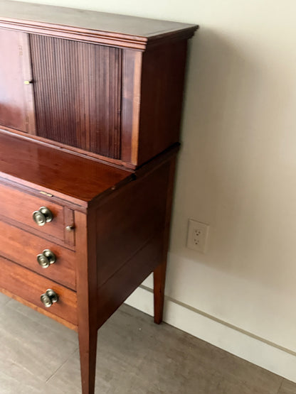 Federal mixed wood tambour door writing desk