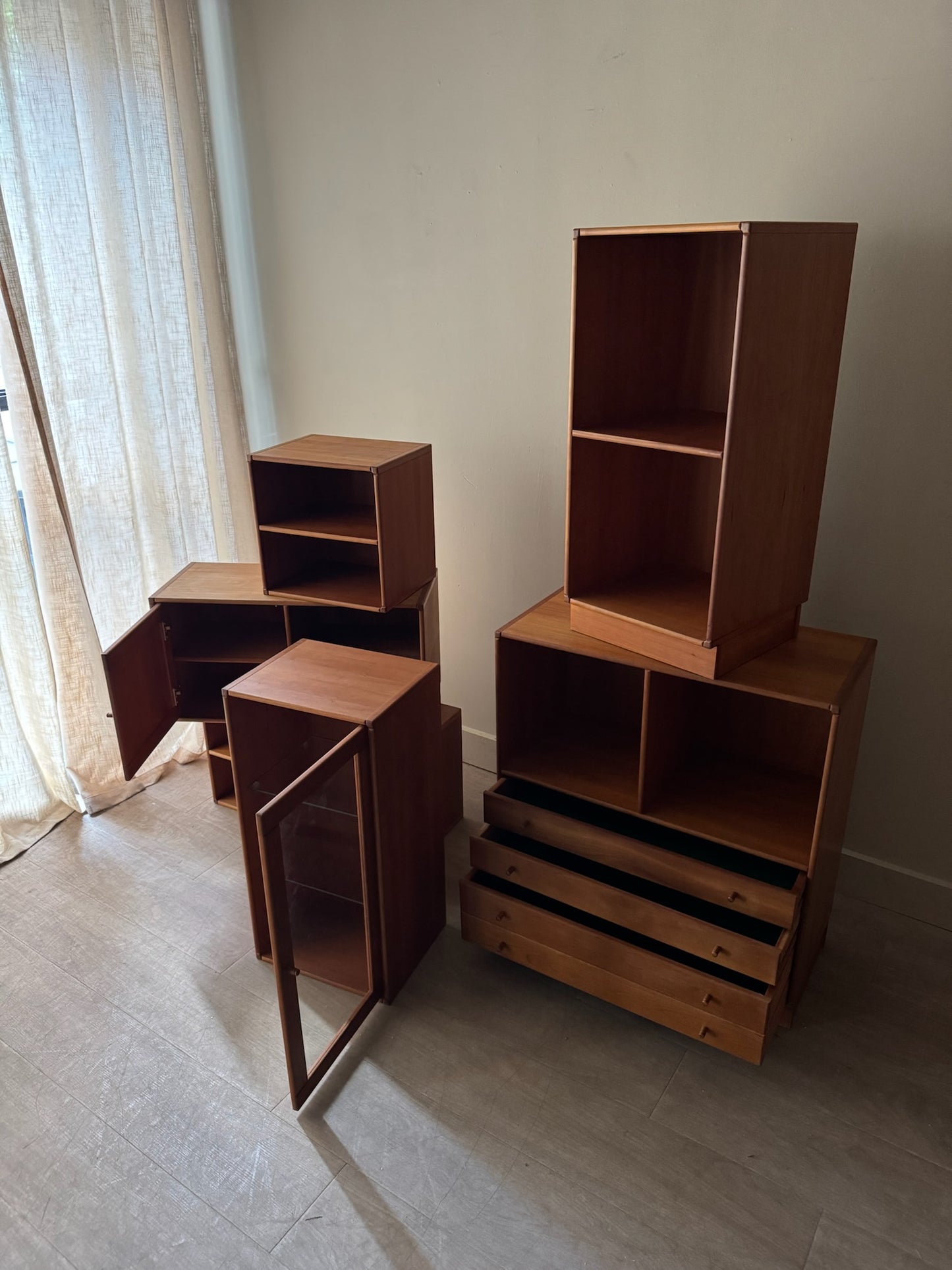 Danish teak modular shelving unit