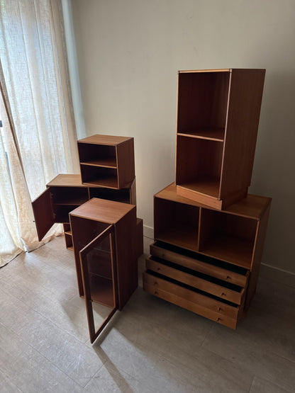 Danish teak modular shelving unit