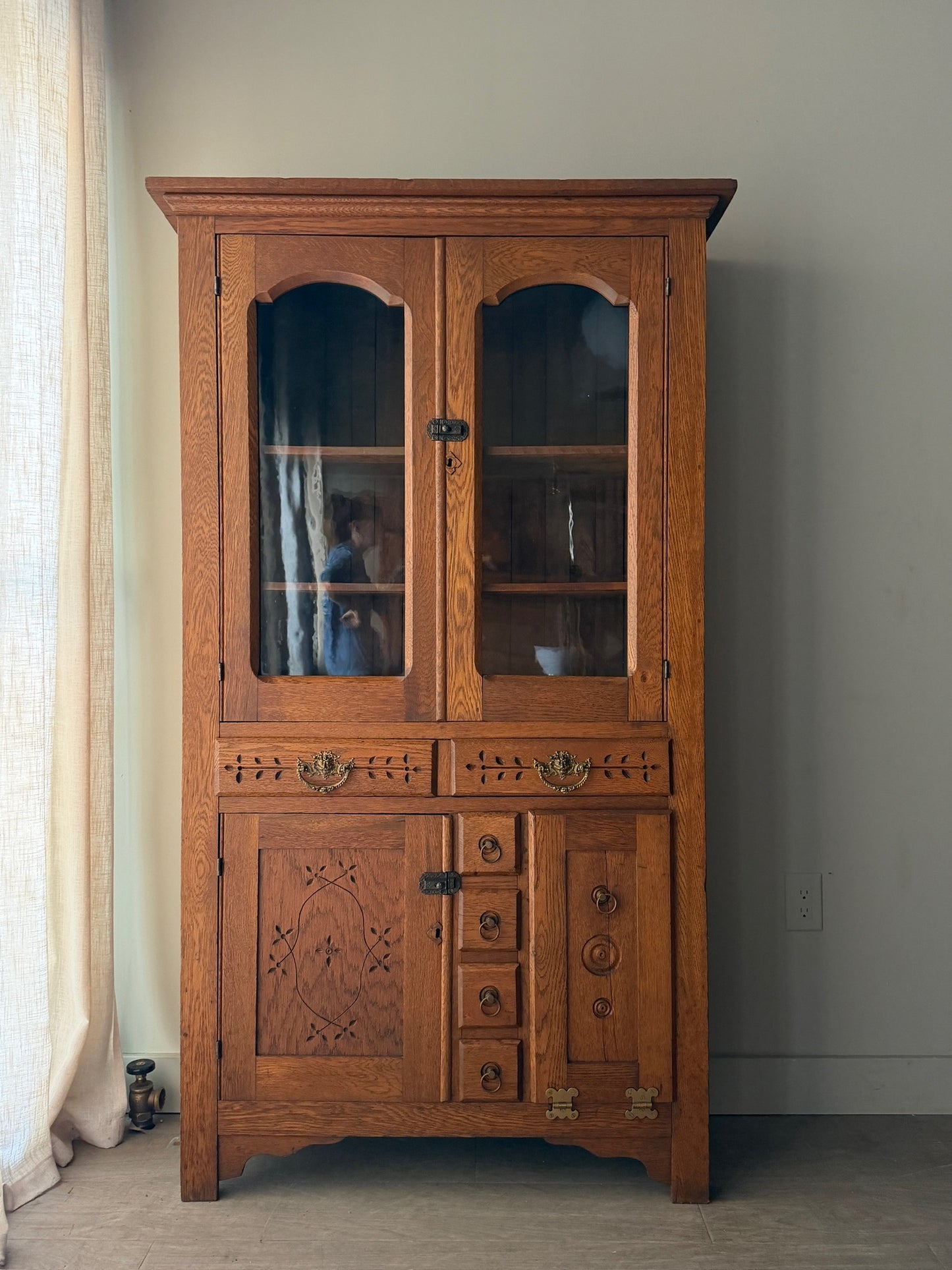 Eastlake Victorian oak cabinet