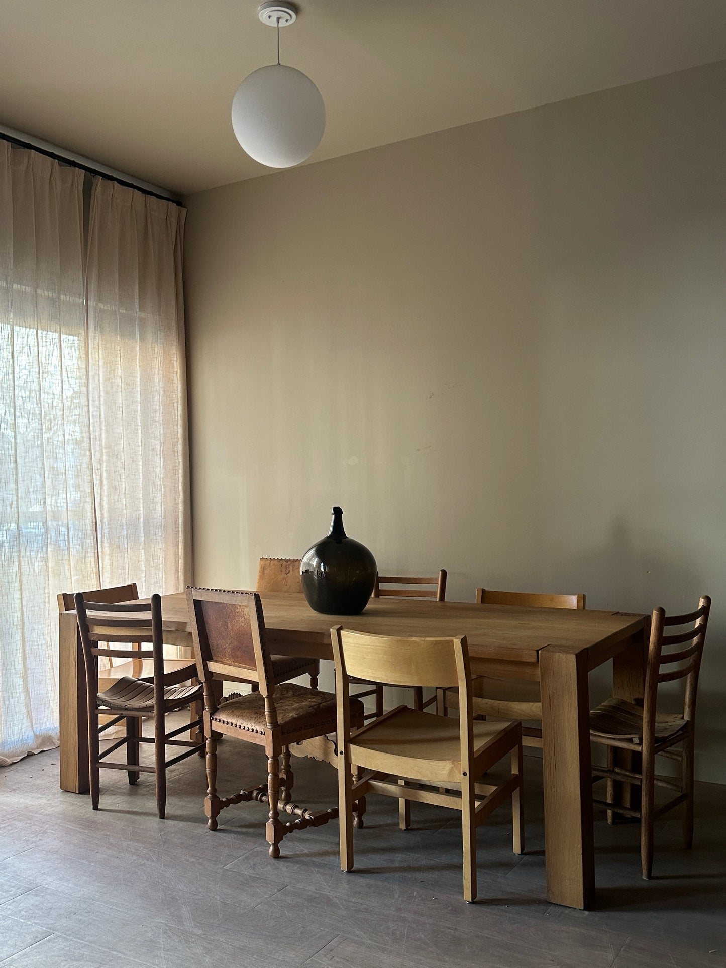 Solid scrubbed pine dining table