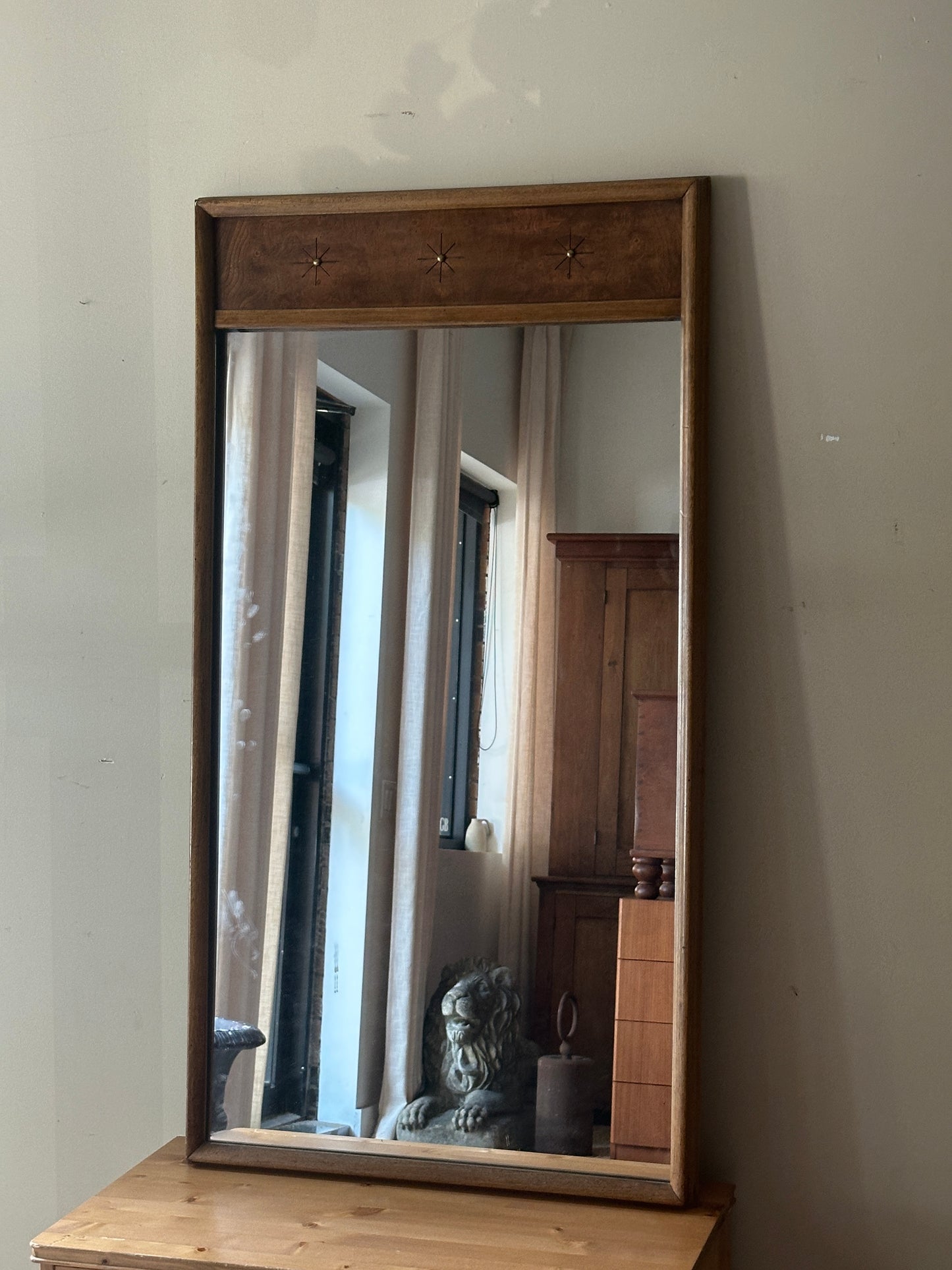 Walnut mirror with stars