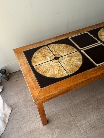 Teak and tile inlay coffee table