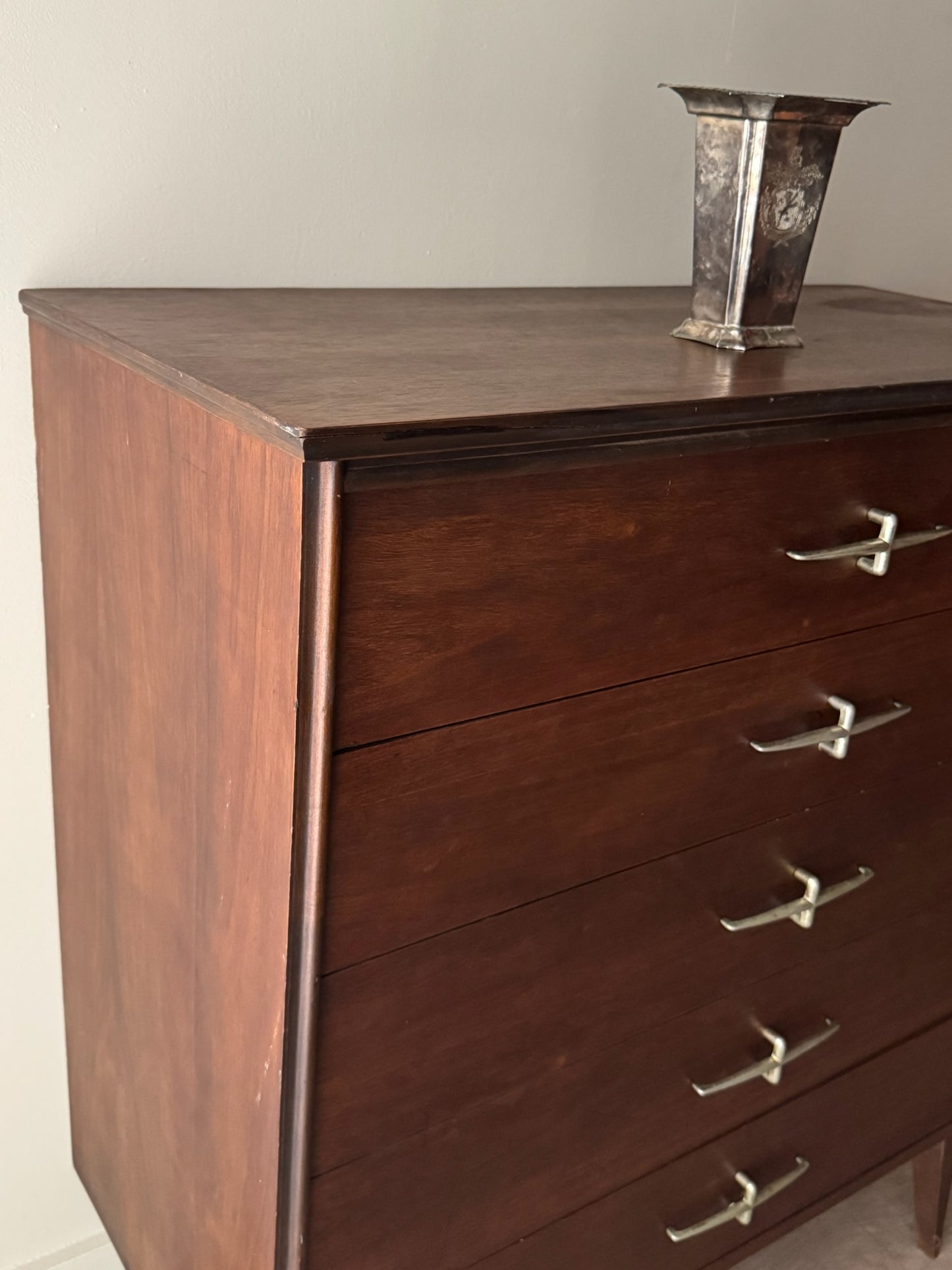 Bassett walnut tallboy dresser