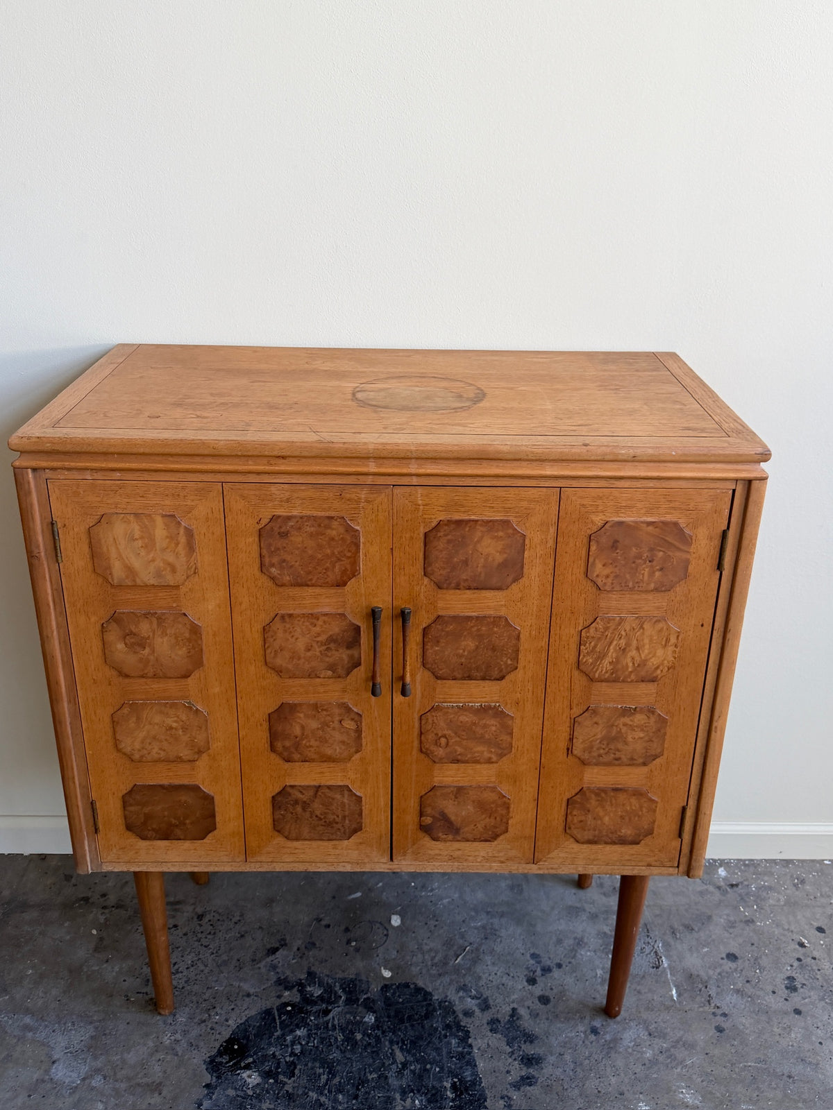 Burlwood cabinet