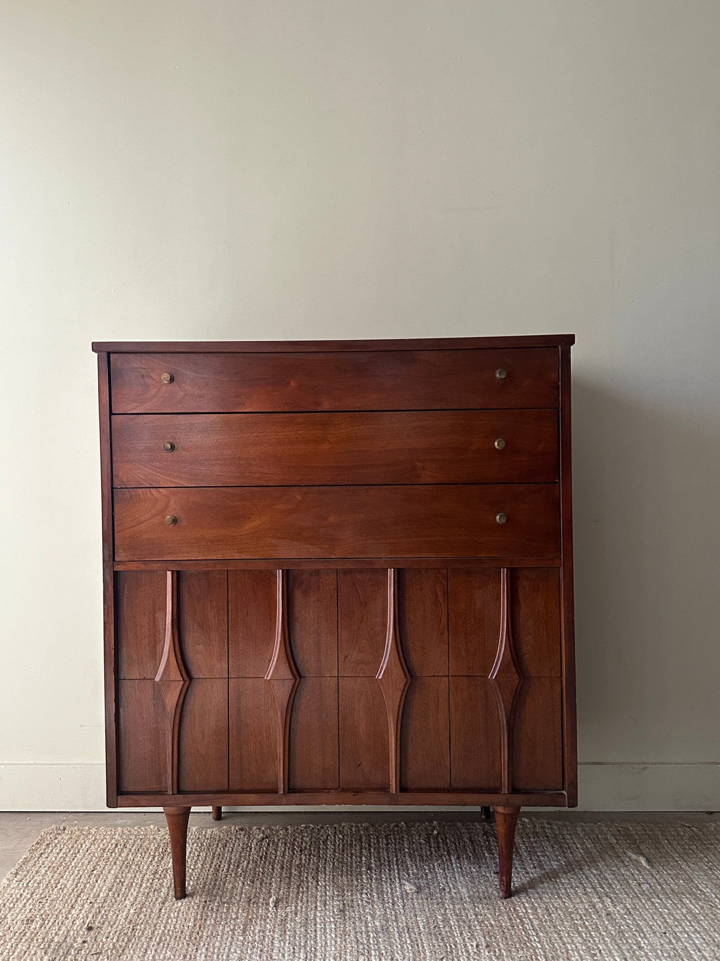 Walnut tallboy dresser