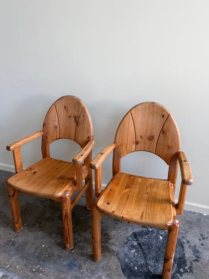Danish pine arm chairs. Sold individually.