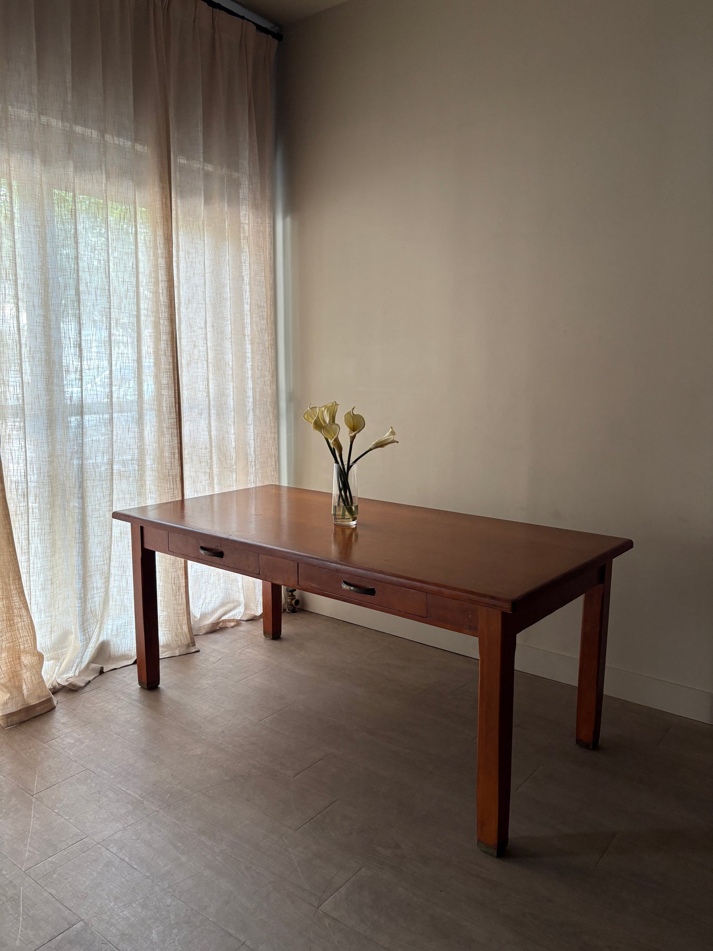 Walnut farmhouse dining table