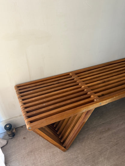 Mango wood slatted bench
