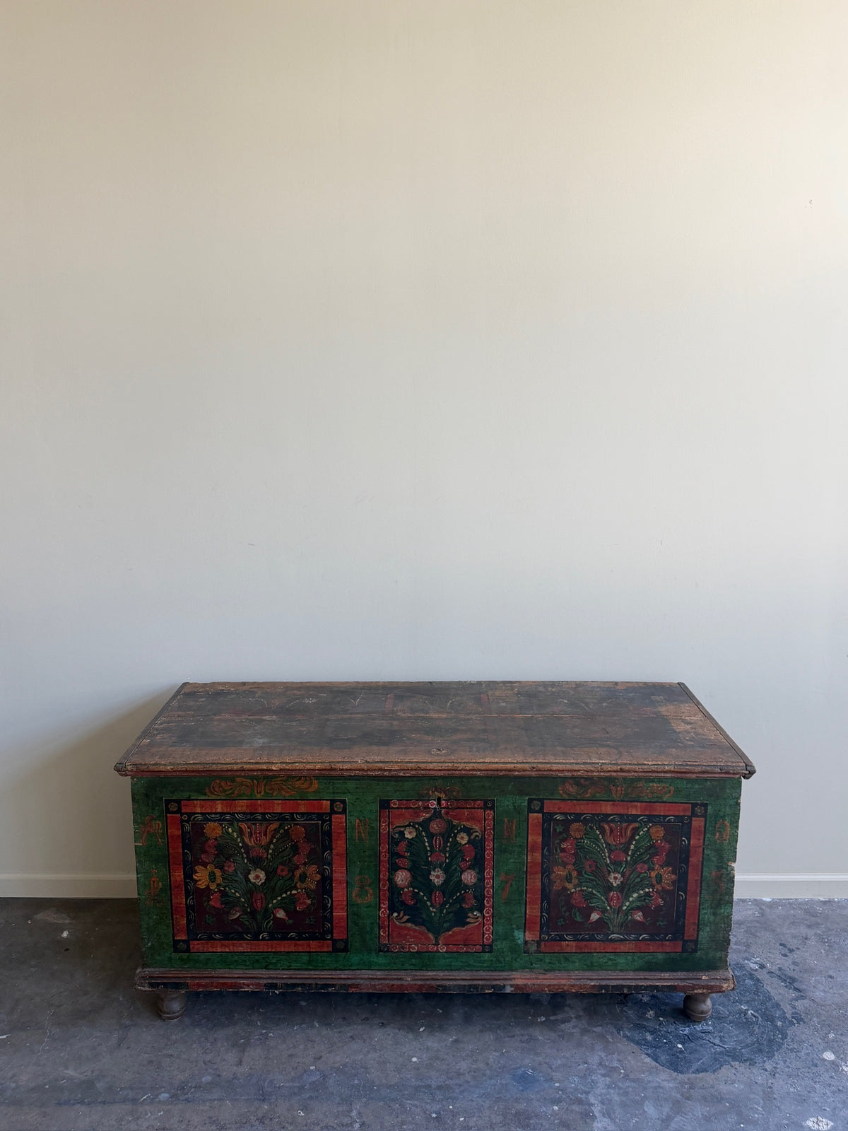 Scandinavian painted pine dower chest