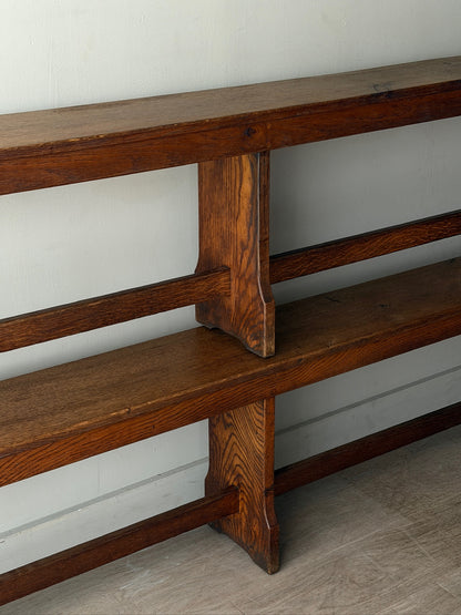 Golden oak benches. Sold individually.