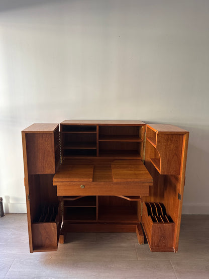 Teak tuck away desk