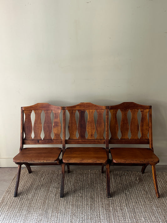 Pine three seater folding bench