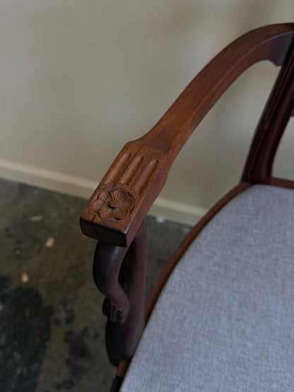 Carved mixed wood armchair