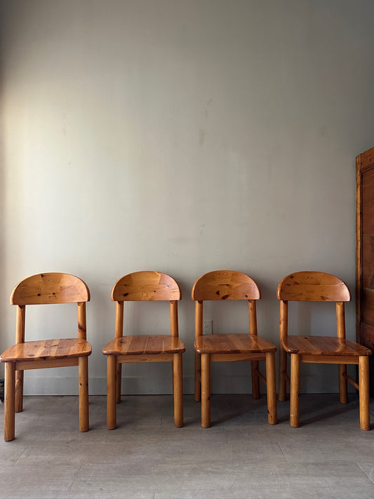 Rainer Daumiller pine dining chairs. Sold as a set of 4.