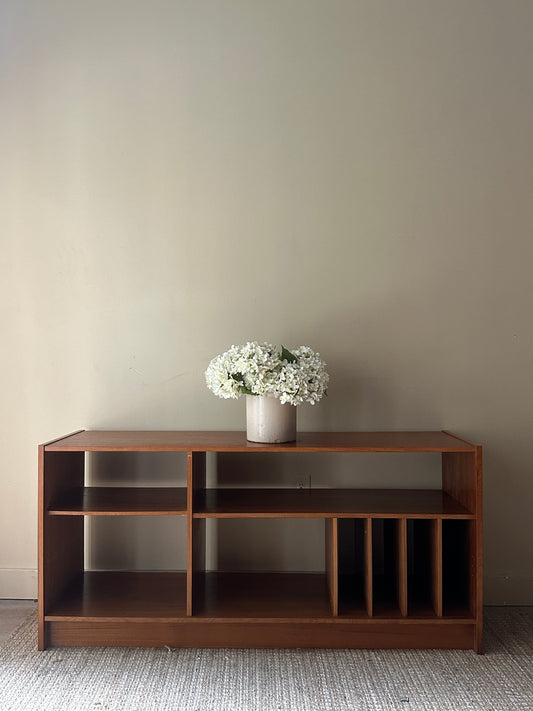 Teak record console