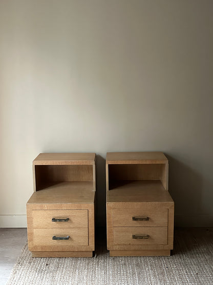 Blonde oak side tables. Sold individually.