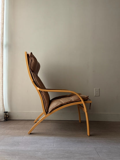 Stouby Danish leather bentwood lounge chair