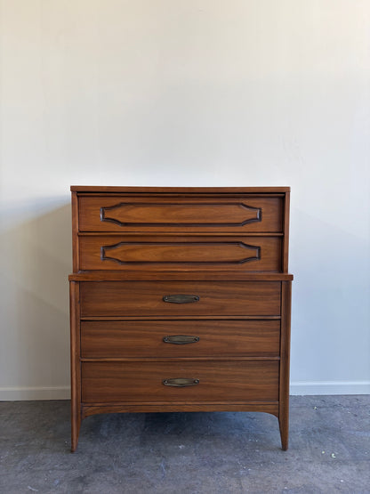 Walnut Five Drawer Tallboy
