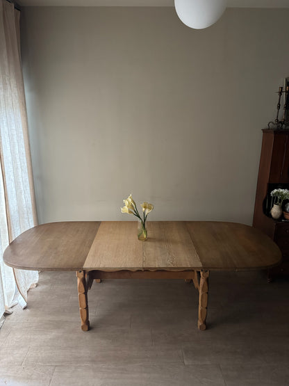 Danish oak dining table with extensions
