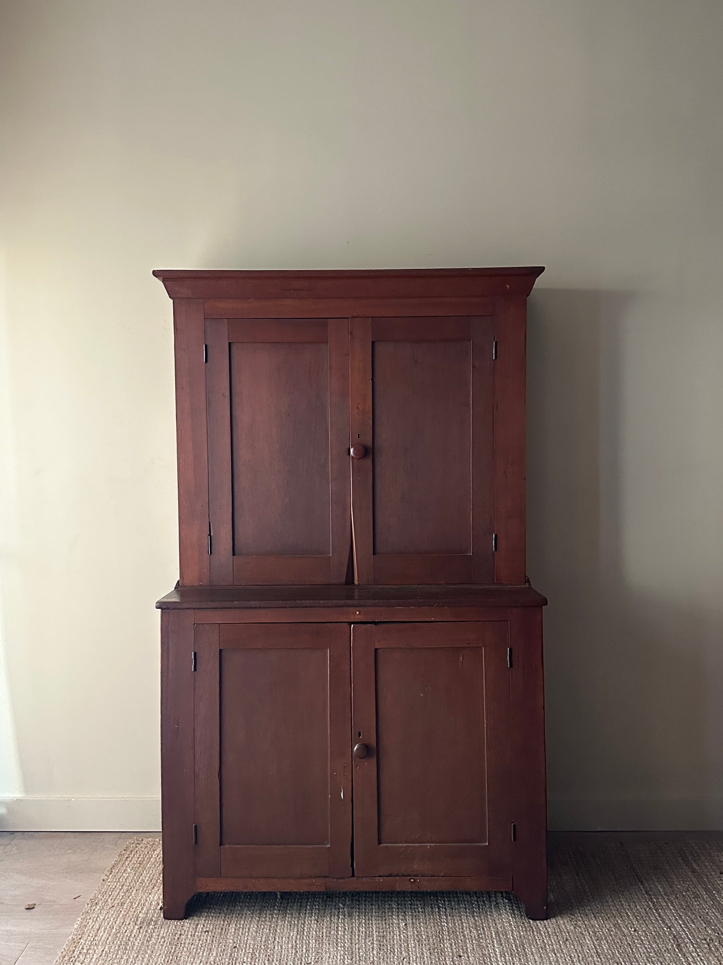 Dark pine two piece hutch