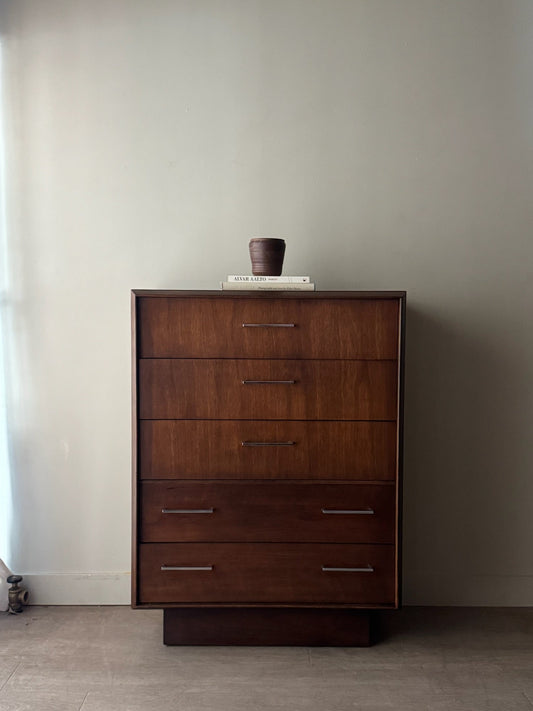 Lane walnut tallboy dresser