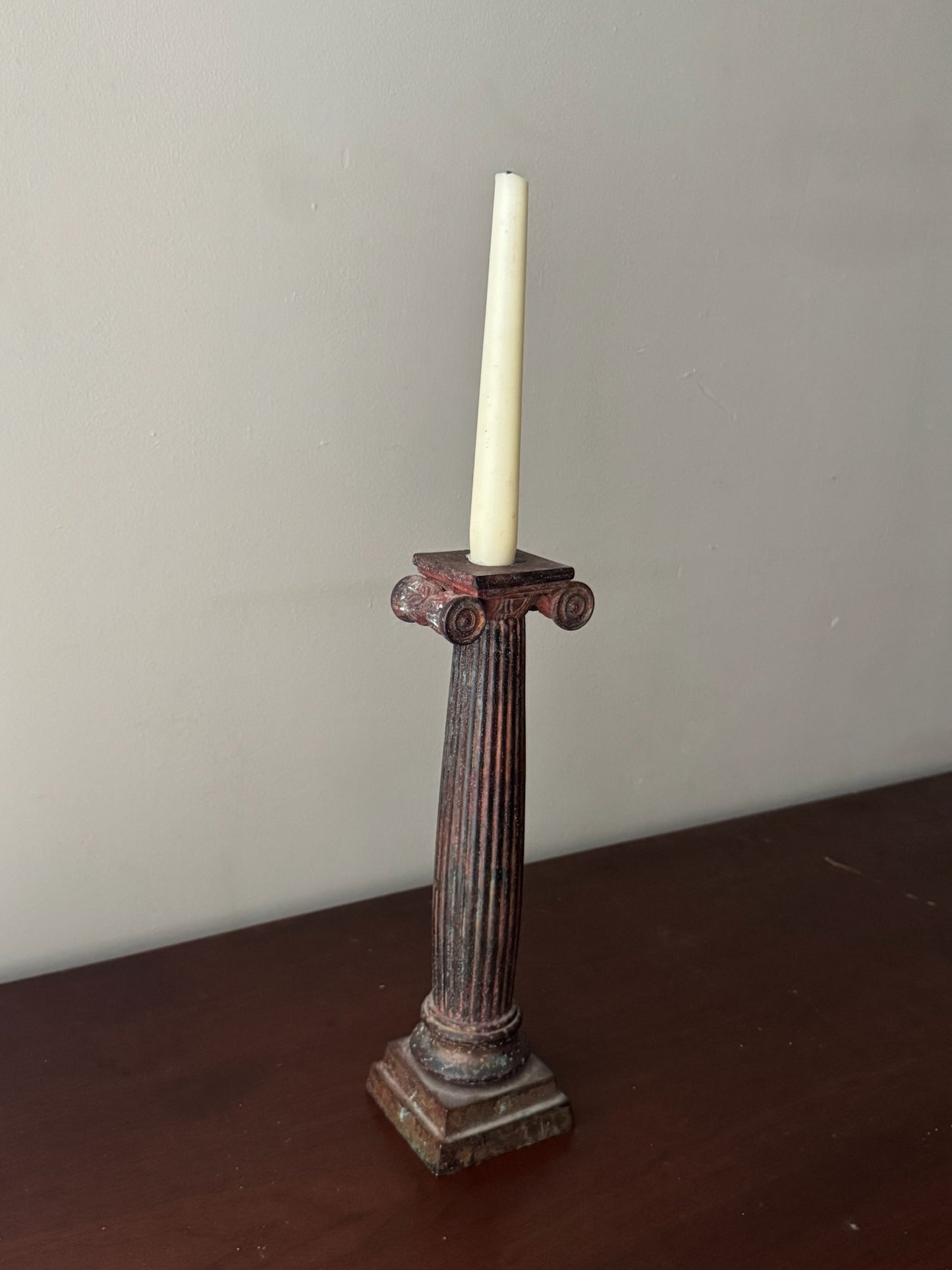 Bronze neoclassical column candlestick