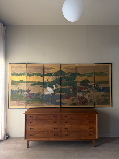 Large Japanese painted screen