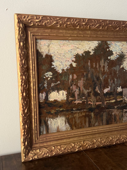 American impressionist oil on board. 1917.