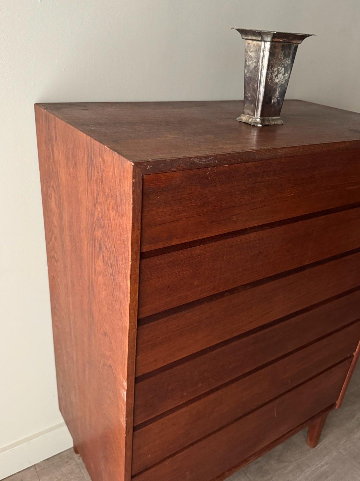 Walnut tallboy dresser